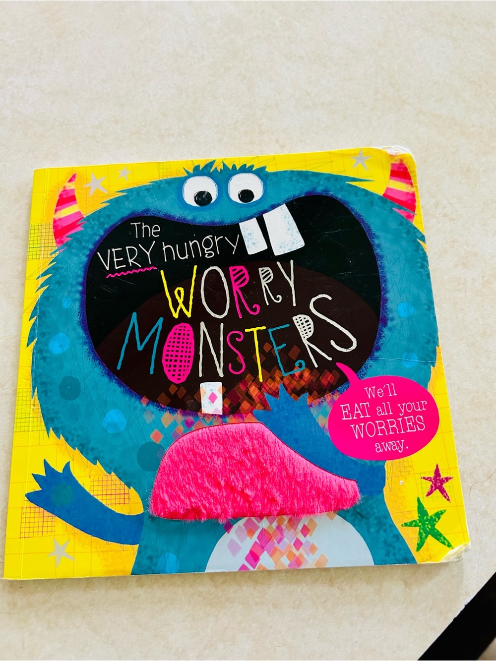 (3/$10) The Very Hungry Worry Monsters Kids Book - touch and feel